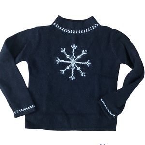 Child’s Eagles eye Black Embellished Snowflake Lambs Wool/Angora sweater